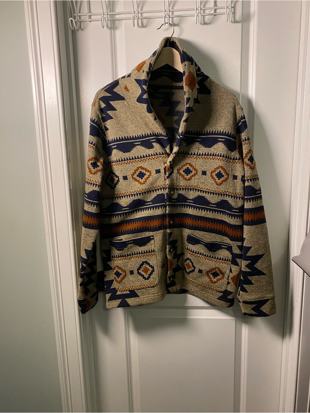 Junk Food Clothing Beige Navy Rust Aztec Jacket